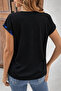 Women's Short Sleeve V-Neck Front Buttoned Viscose Blouse with Leopard Pattern Detail - 3