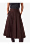 Cotton Flared Cut Pleated Pocketed Midi Poplin Skirt - 3