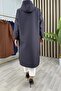 Yasemi̇n Kap Box Quilted Fabric Women's Anthracite Hooded Buttoned Cap - 4