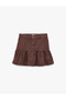 Cotton A-Line Ruffle Detailed Gabardine Mini Skirt - 3