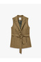 Wide Collar Sleeveless Belted Vest - 6