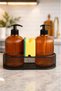 Deniz Cam Liquid Soap Dispenser Set of 2 - Metal Black Stand - Amber | |   Bathroom Liquid Soap Dispenser Decorative Glass Soap Dispenser Pump Soap Dispenser Hand Soap Dispenser Modern Bathroom Accessory Kitchen Countertop Soap Dispenser Glass - 3