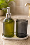 İnci̇ Glass 2-Piece Bathroom Set - Glass Liquid Soap Dispenser and Glass Toothbrush Holder ✨ Coffee Smoke-Cream Ceramic Plate Glass Toothbrush Holder Glass Bathroom Organizer Toothbrush Glass Soap Dish Bathroom Set Bathroom Decoration Toothpaste - 7