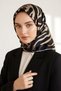 100% Twill Silk Zebra Patterned Beige - Black Colored 90X90 Scarf Sewing Shape: Hand Sewing - 5