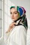 100% Twill Silk Geometric Patterned Fuchsia - Saks Colored 90X90 Scarf Sewing Shape: Hand Sewing - 4