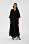 Black Self-Patterned Fabric Dress with Inner Lining - 5