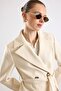 Double-Breasted Waist-Tied Mid-Length Coat Ekru 3754-Y - 4