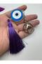 Glass Nazar Bead Navy Blue Tassel Keychain – Stylish and Protective Gift Design - 2