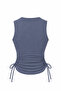 Women's Anthracite Front Zipper Adjustable Side Gathered Lycra Sleeveless Crop Top (95% Cotton) - 2