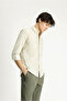 Long Sleeve Slim Fit Slim Fit Printed Cotton Shirt