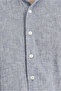 Long Sleeve Regular Fit Buttoned Collar Cotton Linen Shirt - 6