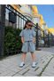 My Little Girl's Cicileri Çakım Stone-Studded Denim Shorts Set for Girls - Blue