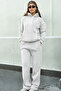 Women's Gray Melange Tracksuit Set (Sweatshirt & Sweatpants) (80% Cotton)