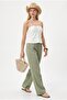 Women's Maja 100% Cotton Muslin Elastic Waist Khaki Trousers - 4