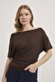 Half Sleeve Boat Neck Waist-Slit Blouse