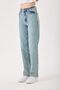 Light Blue Stone Embellished Wide Leg Women's Jean Trousers - 6