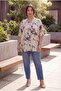 Hakim Collar Patterned Plus Size Shirt Beige - 3