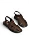 Y291880002 Brown Genuine Leather Suede Women's Sandals - 6