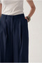 Navy Blue-Iron Mark Detail Palazzo Trousers - 4