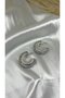Women's Silver Color Sparkling Stone Half Moon Earrings