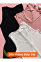 Women's 3-Piece Viscose Camisole Athlete Set Lace V-Neck Basic Blouse Black Ecru Powder