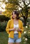 Mustard Yellow Crochet Openwork Seasonal Cardigan