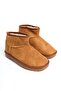 Th Colleciton Jolie Laceless Flat Sole Short Suede Women's Boots with Fur Inside - Tan - 36 - 4