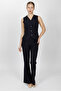 V-Neck Decorated Buttoned Vest Suit 1530506-Black - 1530506 - 2