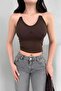 Women's Brown Transparent Strap Crop Blouse Elt3004 - 2