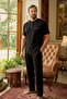 Men's Short Sleeve Cotton Pajama Set 260420 Black01 - 2