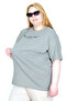 Mode XL Real Big Size Women's T-Shirt Bıs the Boston Waffle U26000 Khaki - 3