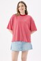 Crep Women's Red Striped Short Sleeve T-Shirt Oversize Fit Soft Knitted Fabric - 3
