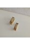 Xuping Gold Rectangular Twist Detailed Zircon Stone Earrings - 3