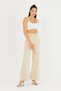 Asian 90S Beige Cream Lycra Extra High Waist Wide Leg Palazzo Casual Jean Women's Denim Trousers - 4