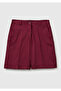 Women's Burgundy Cotton Blend Regular Fit Bermuda Shorts with Front Buttons