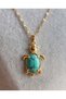 Turelia Blue Stone Turtle Steel Necklace - 4