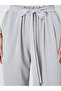Grey Wide Leg Trousers with Tie Waist - 3