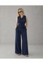 Women's Navy Blue Shirt-Pants Viscose Bottom-Top Set