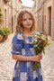 Girl's Smocked Dress Square Neck Puff Sleeve Patterned Comfortable Stylish Summer Dress - 5