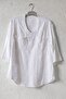White V-Neck 3/4 Sleeve Sequined Pocketed Embroidered Casual Cotton Woven Blouse 71 55 - 2