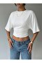 Straight Short-Sleeved Waist-Hugging Trendy Model T-Shirt - 4