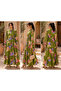 Olive Green Bold Botanical Print Tiered Casual Dress