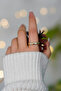 Women's Gold Color Stone Adjustable 2-Piece Ring Set - 3