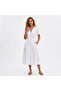 Women’s Premium Linen Button-Down Midi Dress - Breathable Short Sleeve A-Line Summer Dress with Cinched Waist