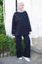 Navy Blue Embroidered Tunic Pants Set - 3