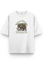 Women's / Men's Semi Oversize T-Shirt Elephant Back Print White T-Shirt 1400