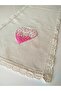 100% Handmade Embroidered Vintage Laced Natural Linen Fabric Heart Themed 30X90 cm Runner - 2