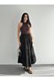 Women's Layered Long Skirt with Elastic Waist – Loose Flared Maxi Length Casual Skirt