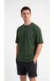 Men's Khaki Oversize T-Shirt Comfortable Fit Crew Neck Combed Cotton Fabric - 6