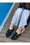 Black Suede (Aiden) Buckle Detail Women's Slippers - 2